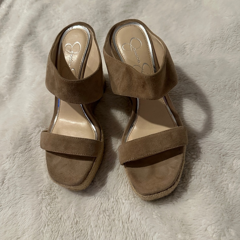 Jessica Simpson Brown Wedge Sandals - Picture 2 of 5